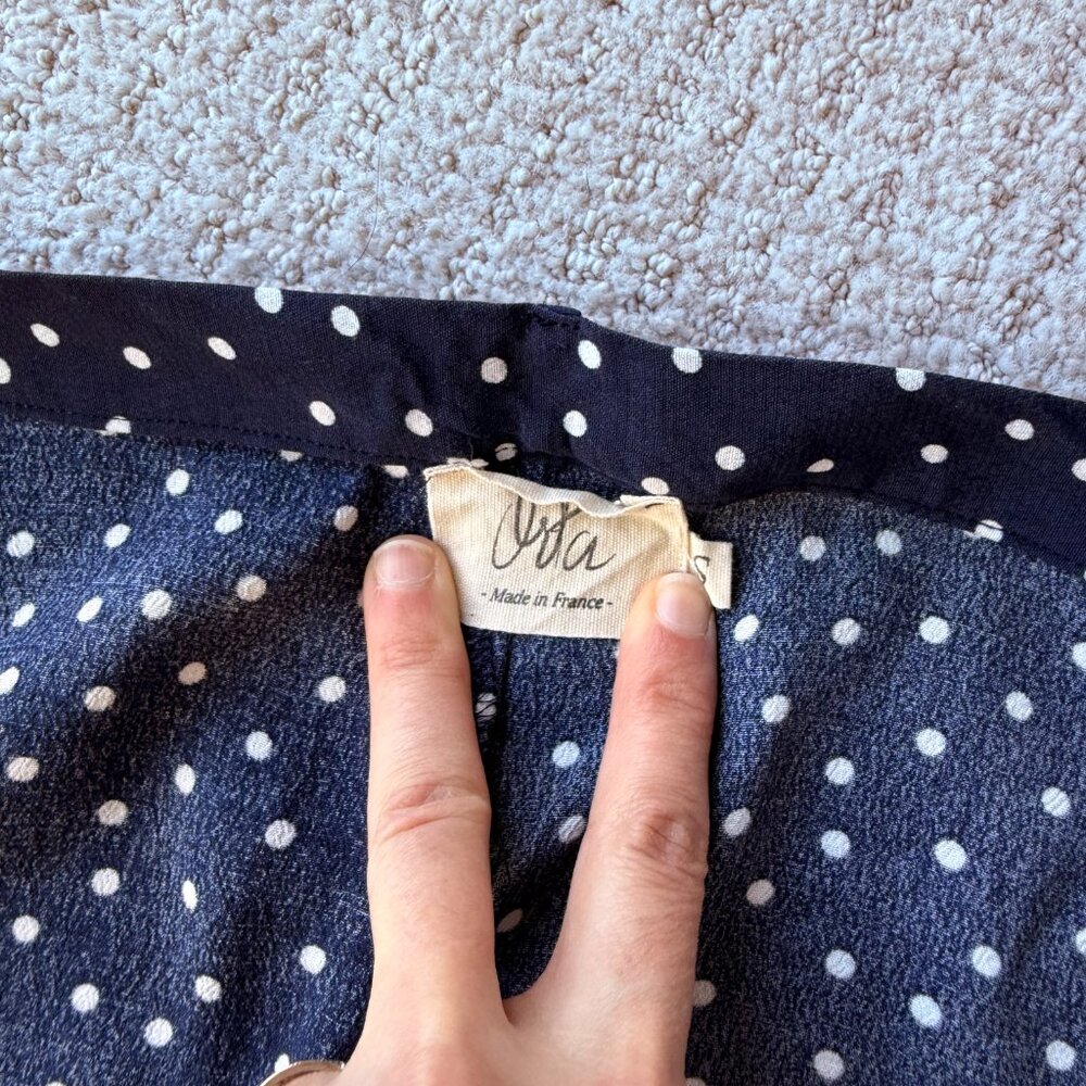 Orta Tie Waist Navy Polka Dot Skirt (S) - Picture 3 of 3